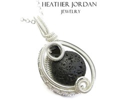 Volcanic Scoria Lava Necklace: Sterling Silver Wire-Wrapped Mini-Woven Circle