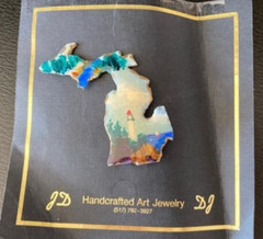 Michigan Enamel Pin Lighthouse Water Winter Wonderland Handcrafted Art Jewelry