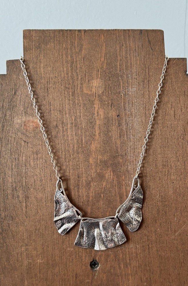 Silpada Vintage Israel 925 Sterling Silver Textured Brutalist Statement Necklace