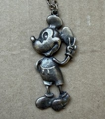 Vintage Mickey Mouse Silver Tone Necklace Chain with Pendant – 24 inches long