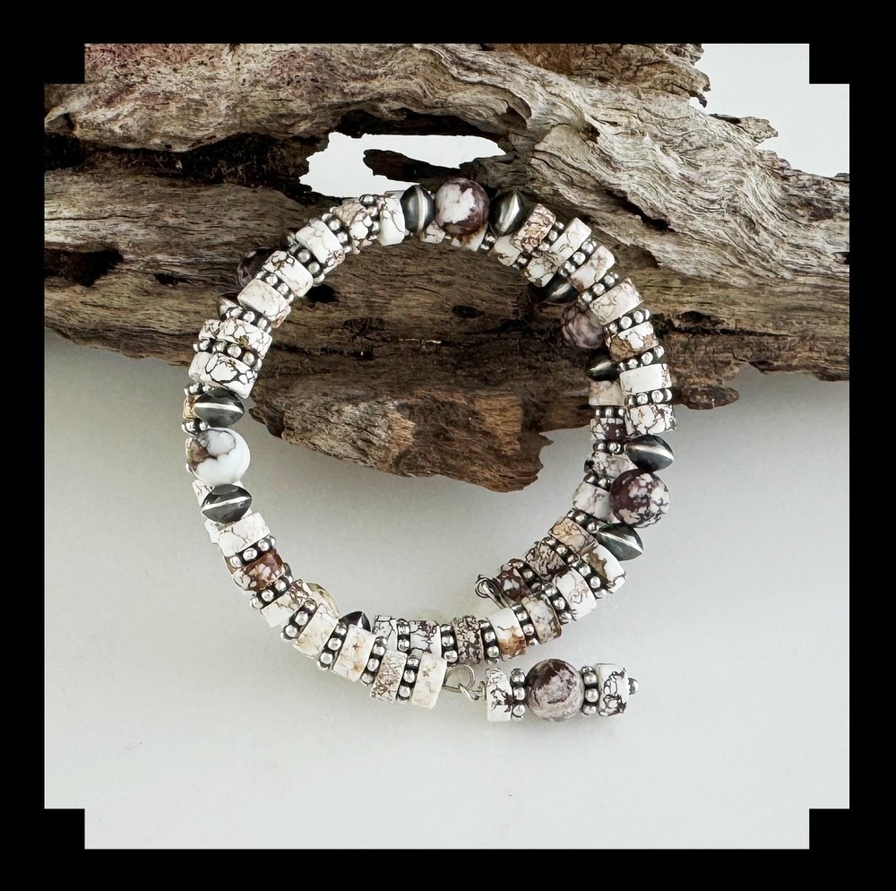 White Fox Creation: Sterling Silver and Wild Horse Magnesite Bracelet