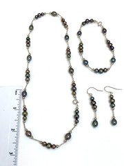 Pierre Lorren Tahitian Pearl Jewelry SET White Gold Pearl Wife Anniversary women