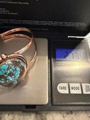 Artisan Hubei Turquoise Copper Cuff Statement Bracelet Adj Western boho chic 27g