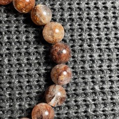 Natural Quartz Crystal with Hematite Inclusion Bracelet Healing 10mm AAA Gift