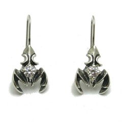 Sterling silver earrings solid 925 Scorpions with 4.5mm cubic zirconia E000705
