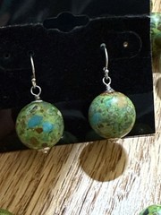 AIL by ALUMA Green Mosaic Turquoise Graduated Necklace 17”+Earring Set. NWOT