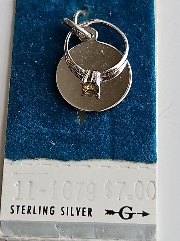 Sterling Silver ~ Engagement Ring Charm ~ Promise Anniversary VINTAGE!