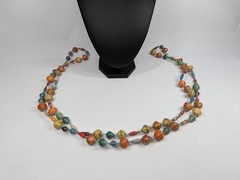 Colorful Handmade Paper Bead Multi Strand Necklace Recycled Paper Beads Boho