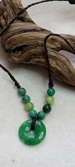 Nephrite Jade hand braided and adjustable Necklace with Chrysoprase beads.