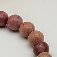 Natural Rhodonite Stone Beaded Bracelet Sizable Slider Cord 8.5mm Ball Bead