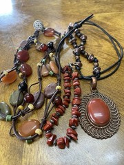 Artisan Red Jasper & Mixed Gemstone Jewelry Lot Of 3. 2 Necklaces& 1 Bracelet