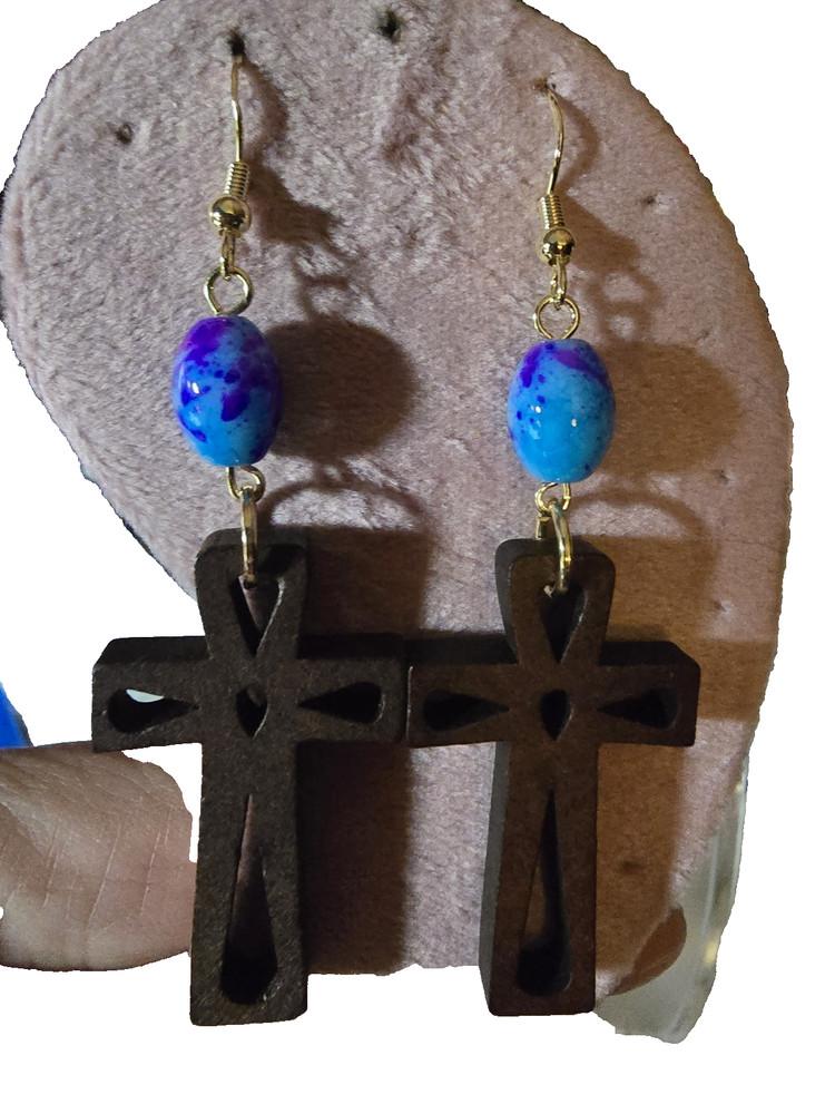 Wooden Crosses for Women Dangle Drop Handmade Great for Gift