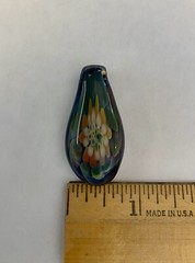 Lotus Flower Art Glass Teardrop Pendant