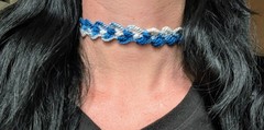 Handcrafted Blue and White Boho Cotton Choker Necklace Beach Summer