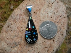 Celestial Vibrant Night Sky Micro Inlay Gemstone Sterling Silver 925 Pendant E25