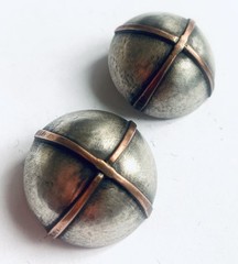 Baharal & Gnida Sterling Silver /copper Dome Clip On Earrings