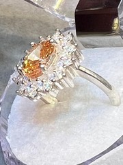 Stunning 2ct Oval Champagne Zircon Halo Ring | Solid 925 Sterling Silver | Brida