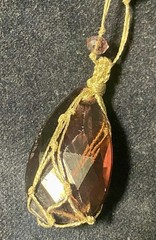 Amethyst Oval Pendant Necklace Silver Jute Wrapped Artisan Purple Crystals 17”