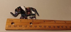 Liztech Artisan Jewelry 2002 Handcrafted Blue Gold Purple Elephant Brooch Pin