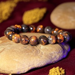 UV Glow Yooperlite Stretch Bracelet Natural Flamme Stone Night Party Healing