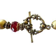 Artisan Made Red And Gold Time Beaded Necklace Single Strand
