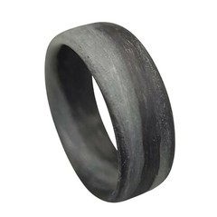 Carbon Fiber Grey/Aqua Marbled Glow Ring -Made in USA- sizes 4-16