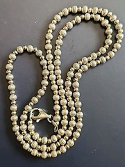 Vintage Italian Silpada Sterling Silver & Brass Fluted Beaded Necklace 24 Inches