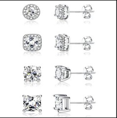 4-Pair Hypoallergenic Back Stud Earrings Set for Sensitive Ears, 316L Stainle…