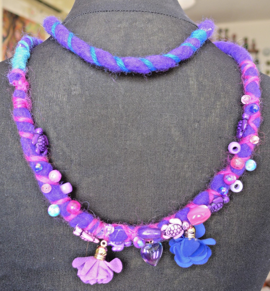 Handmade Fabric Necklace Fiber Art Beads Direct From Artist One Of A Kind