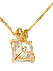 3.5ct Fine Diamond Jewelry SET Square Diamond Solitaire Pendant Necklace Studs