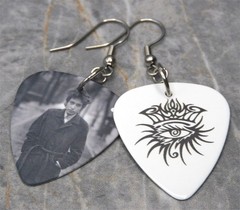 Black, Gray and White Bob Dylan Guitar Pick Earrings