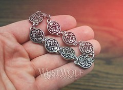 Viking Segmented Knotwork Disc Bracelet — Norse/Norway/Medieval/Silver/Celtic