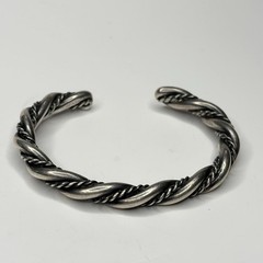 Twisted Wire Cuff Bracelet Sterling Silver Braid Heavy 30 Gram Artisan Jewelry