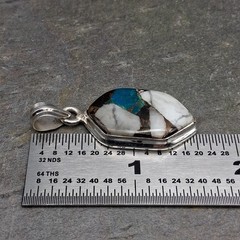 Sterling Silver White Buffalo Turquoise Pendant 925 Southwestern Style