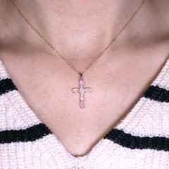 Cross Pendant Australian Solid Opal Pendant ONLY 14K Yellow Gold