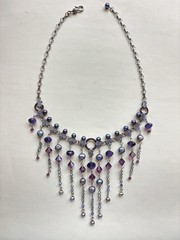Artisan Amethyst Freshwater Pearl Crystal Bib Statement Necklace 17.5”