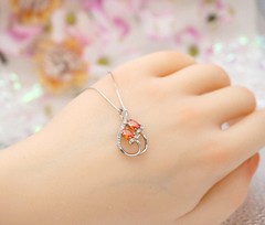Red Orange Sunstone Necklace Spessartite Garnet Necklace – Sterling Silver