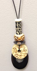 Philippine Natural Wood Pendant Horn Cord Necklace