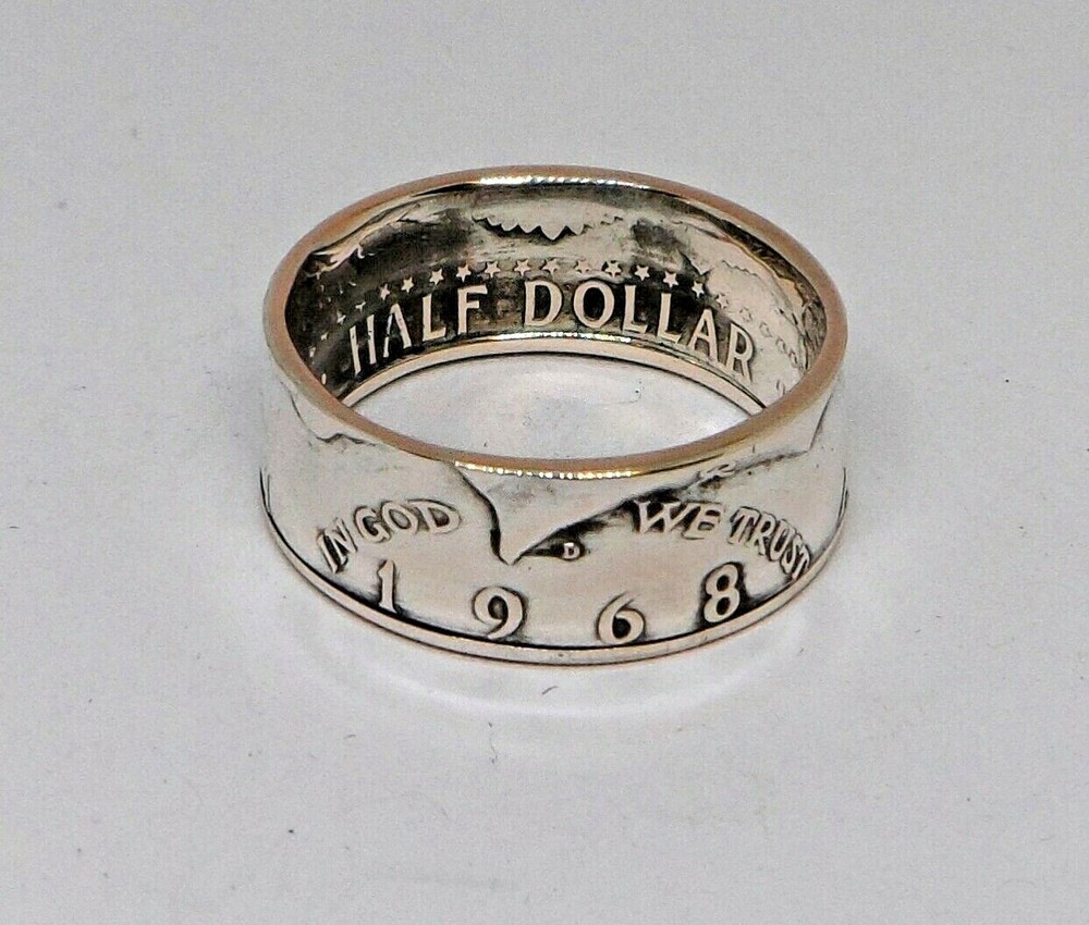 JFK HALF DOLLAR SILVER COIN RING 1965-1966-1967-1968-1969 SIZES 7-14