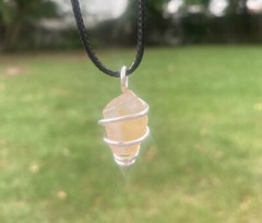 Handmade Orange Dessert gobi agate Crystal Silver wire wrapped pendant Cintamani