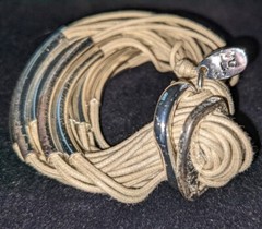 Gillian Julius Multi Tube Silver And Taupe String Bracelet