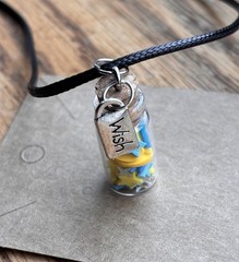 Moon And Stars In A Jar Wish Pendant On Black Cord Gift