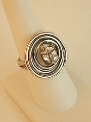 Quartz crystal point sterling silver spiral ring sz 7.75 Deb Guyot Herkimer