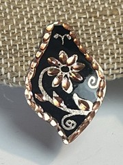 Copper Black Artisan Etched Flower Clip On Flowered earrings Boho