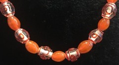 Chunky Tangerine Glass Beaded 20” Apricot Necklace Golds Oranges Glass Beads NEW