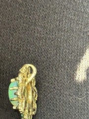 Vintage 14K Solid Gold Precious Gemstone Flower Pendant Emerald Ethiopian Opal