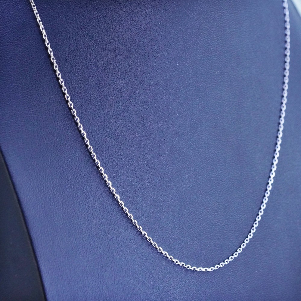 18″ 1mm, Vintage Italian sterling silver circle link chain, 925 silver necklace