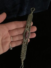 Hemp Bracelet – Multi Colored Green W/ Lepidolite & Brass Beads