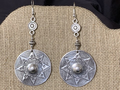 NEW ITEM *LG. HANDCRAFTED ENGRAVED SILVER HILL TRIBE EARRINGS .925 EAR WIRES-NEW