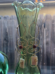 Red Italian Onyx and Mother of Pearl Artisan Earrings 100% CHARITY